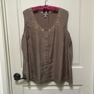 J. Jill 100% silk button-down sleeveless blouse